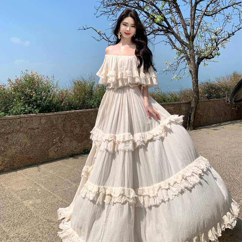 Off-Shoulder Maxi Vacation Fairy Dress with Convertible Front and Back - Image 2