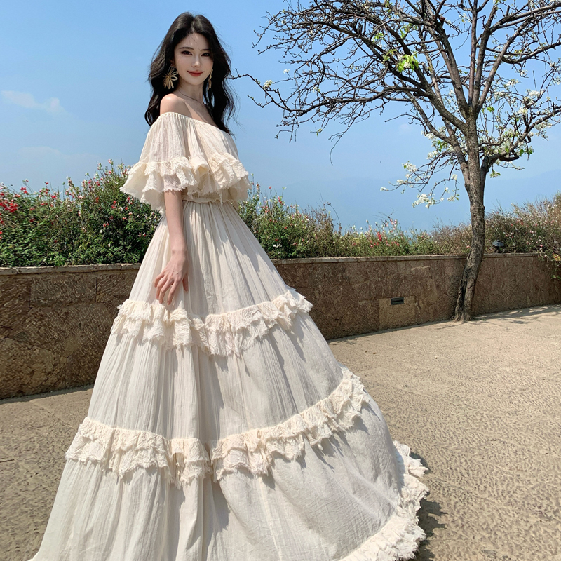 Off-Shoulder Maxi Vacation Fairy Dress with Convertible Front and Back - Image 5