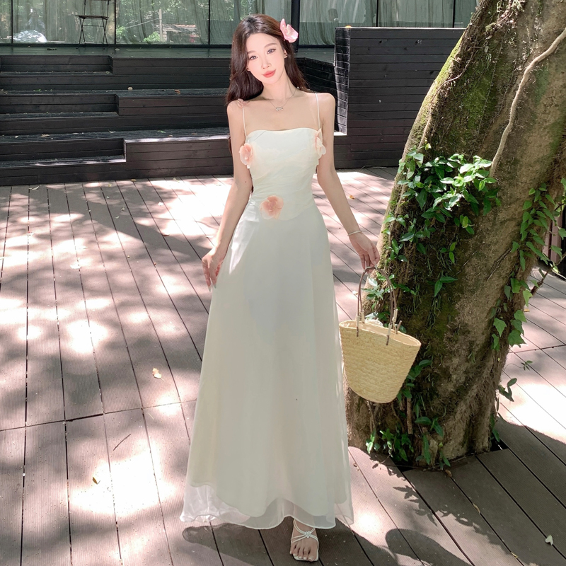 Laurel Whisper Women's Cinched Waist Cami Dress Summer Design Midi Handmade Flower Dress - Image 3