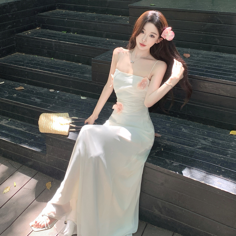 Laurel Whisper Women's Cinched Waist Cami Dress Summer Design Midi Handmade Flower Dress - Image 2
