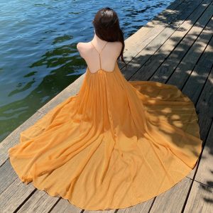 Deep V Spaghetti Strap Dress