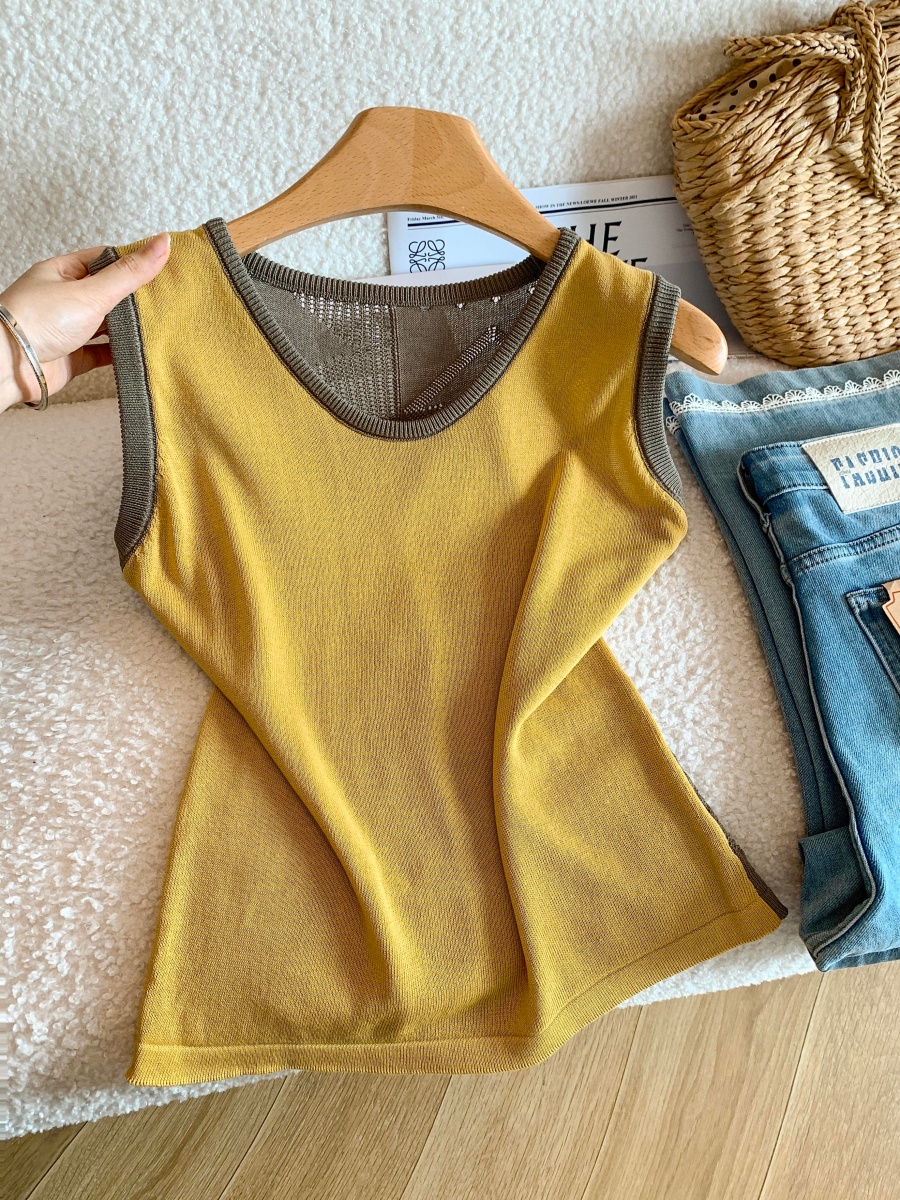 womens-color-block-cutout-back-u-neck-knit-sleeveless-vest-summer-slimming-top