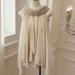 Women's Off-Shoulder Chiffon Top with Puff Sleeves and Ruffled Details