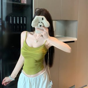 Women's U-Neck Slim Fit Camisole Tank Top Summer Casual Simple Slimming Versatile
