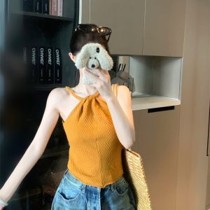 Summer New Pure Desire Style Halter Tank Top Women Slimming Versatile Chic Sleeveless Short Fashion