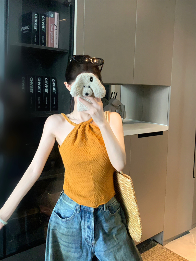 summer-new-pure-desire-style-halter-tank-top-women-slimming-versatile-chic-sleeveless-short-fashion